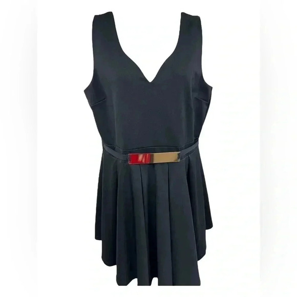 Asos curve black sleeveless belted dress size 16 - Picture 1 of 6
